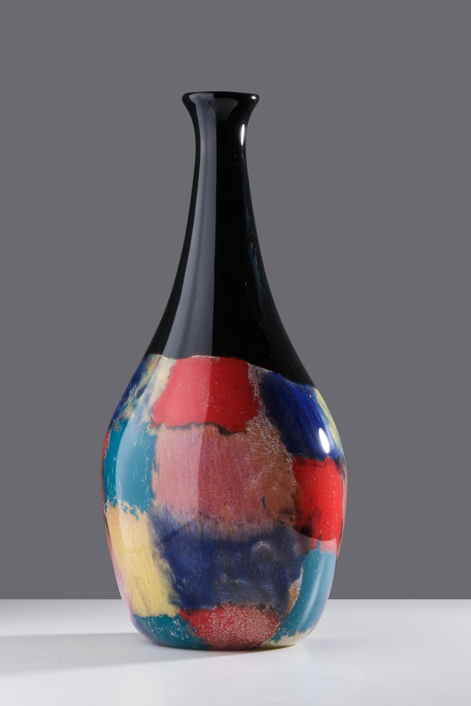 Murano 18" Multicolor Hand Blown Art Glass Vase, Signed (1 of 7)
