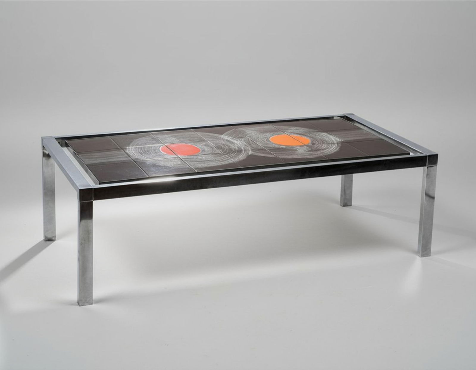 Roger Capron style MCM Coffee Table with Hand Painted Ceramic Tiles, French (1 of 6)