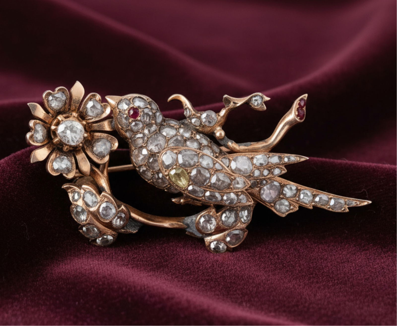 Impressive Diamond and Ruby Brooch, 19th Century (1 of 5)