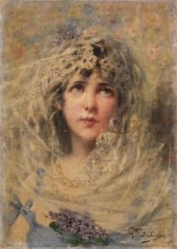 Signed Oil on Canvas Painting (illeg) Wistful, Early 20th Century