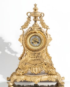 French Ornate Gilt Bronze Impressive Mantle Clock, 19th Century