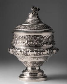 Jean Francois Veyrat Covered Cup with Floral Finial, French Minerva Silver, Circa 18321840