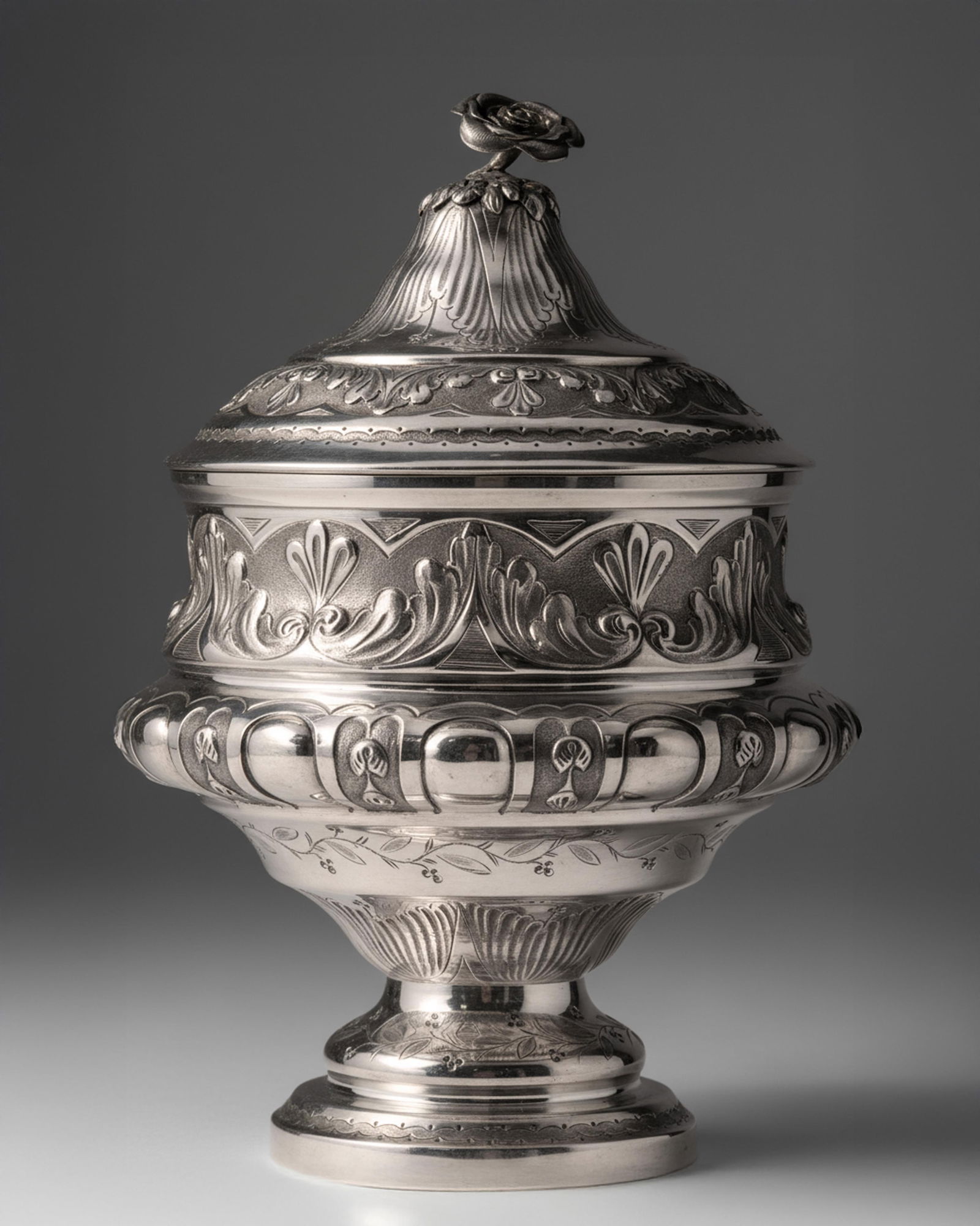 Jean Francois Veyrat Covered Cup with Floral Finial, French Minerva Silver, Circa 18321840 (1 of 13)