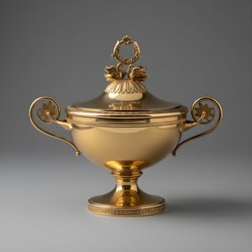 Gilt Silver Footed Bowl with Classical Motifs, 20th C., 291 grams
