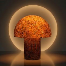 Peill & Putzler Labeled Important Mid-Century Art-Glass Mushroom Table Lamp, c. 1970s