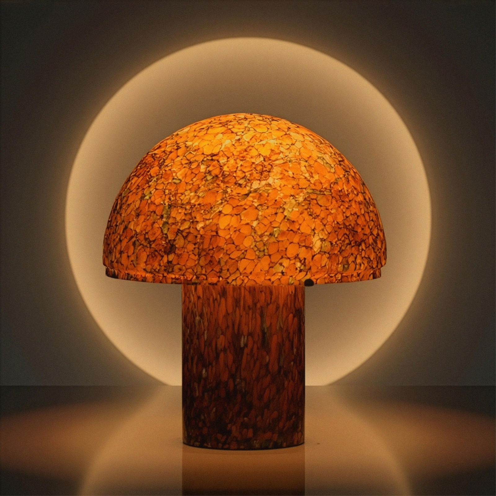 Peill & Putzler Labeled Important Mid-Century Art-Glass Mushroom Table Lamp, c. 1970s: Keywords: Mid Century Modern, Contemporary Design, Architectural design, Home Lighting, Table Lamp, Home Decor Accent Piece, Artist GlassworkPeill & Putzler German Mid-Century Iconic Modern table lamp