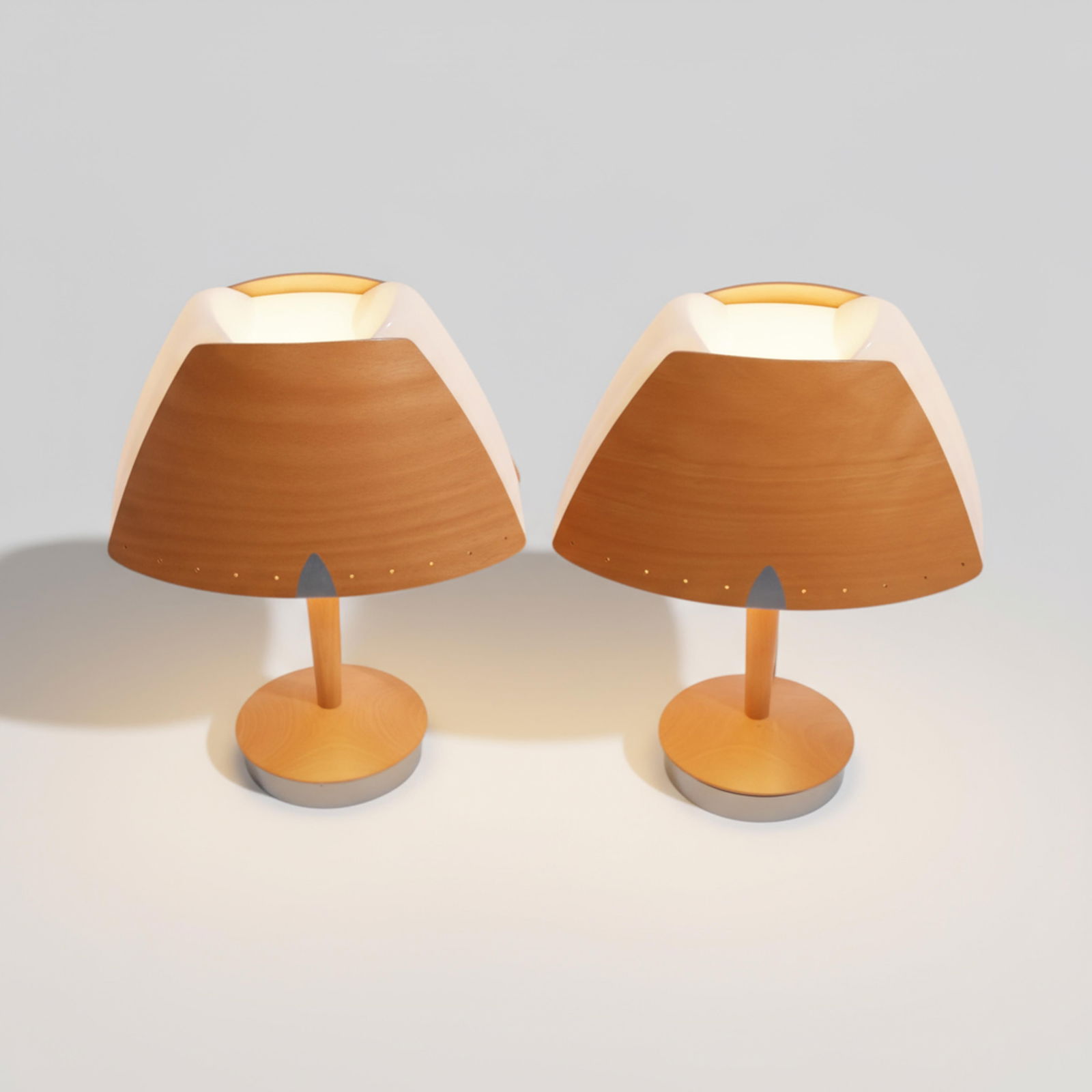 Pair of Soren Eriksen for LUCID Editeur Beech and Plexiglass Table Lamps, Circa 1985 (1 of 9)
