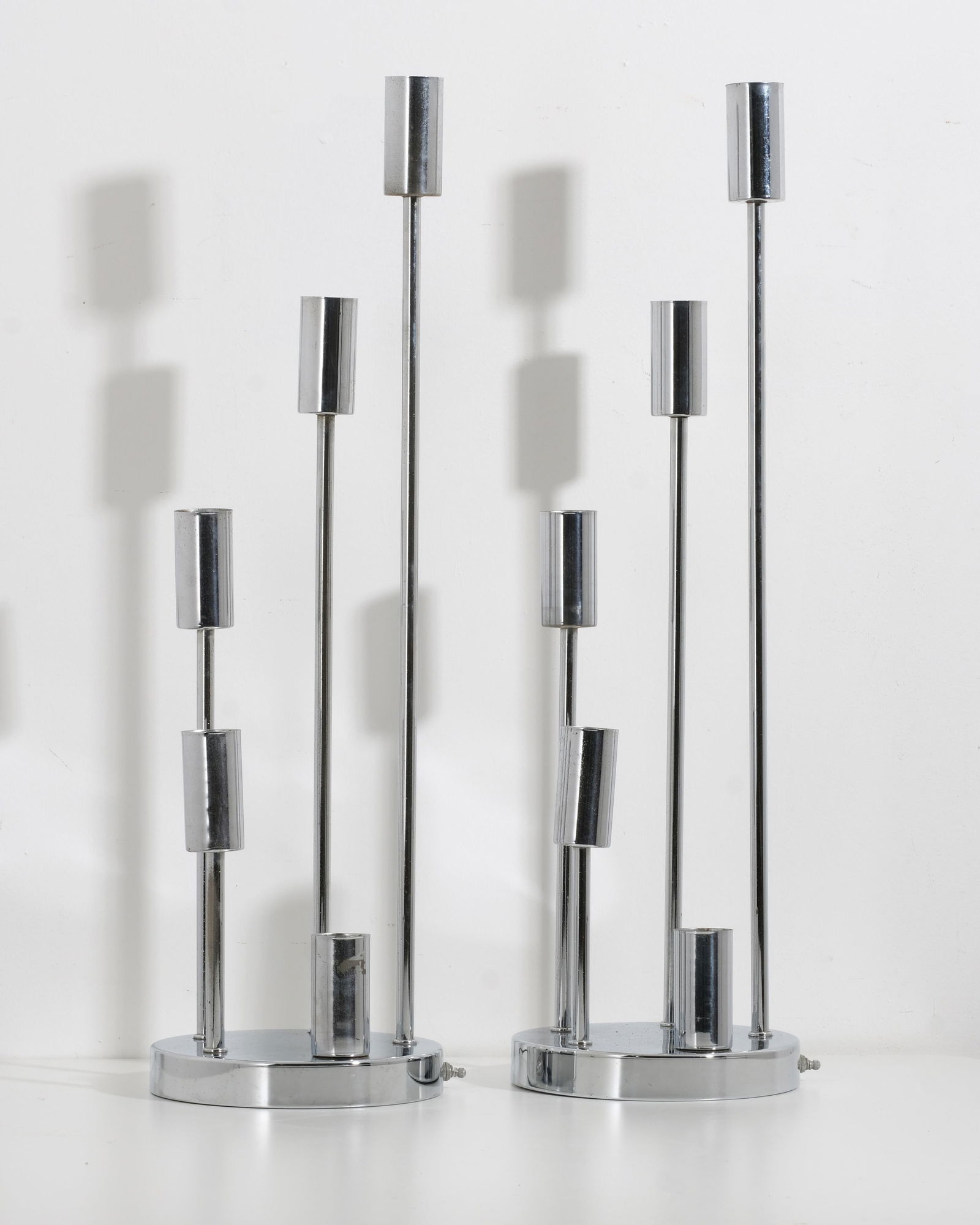 Pair of 5-Light Modern Mid-Century Modern Chrome Spiral Table Lamps, Circa 1970s (1 of 7)