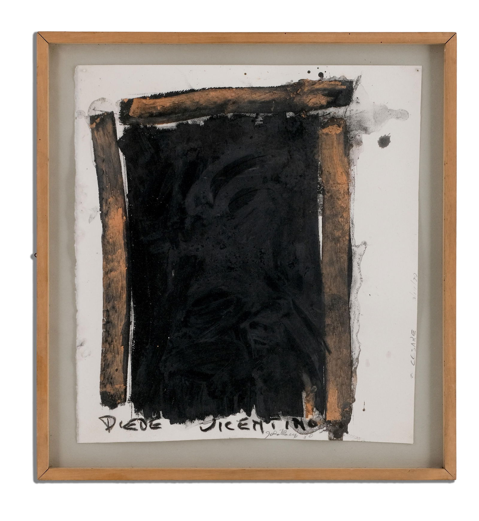 Signed Michael Goldberg Abstract Oilstick, Charcoal, and Ink on Paper Piede Vicentino, 1980,: Keywords: Abstract Expressionism, American modern art, 1980s abstraction, oilstick drawing, mixed media on paper, New York School, Christies provenance, postwar art, minimalist compositionMichael Gold