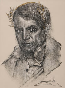 Salvador Dali, Lithograph, Portrait of Picasso titled "Me Too, I Knew the Emperor", Hand Signed