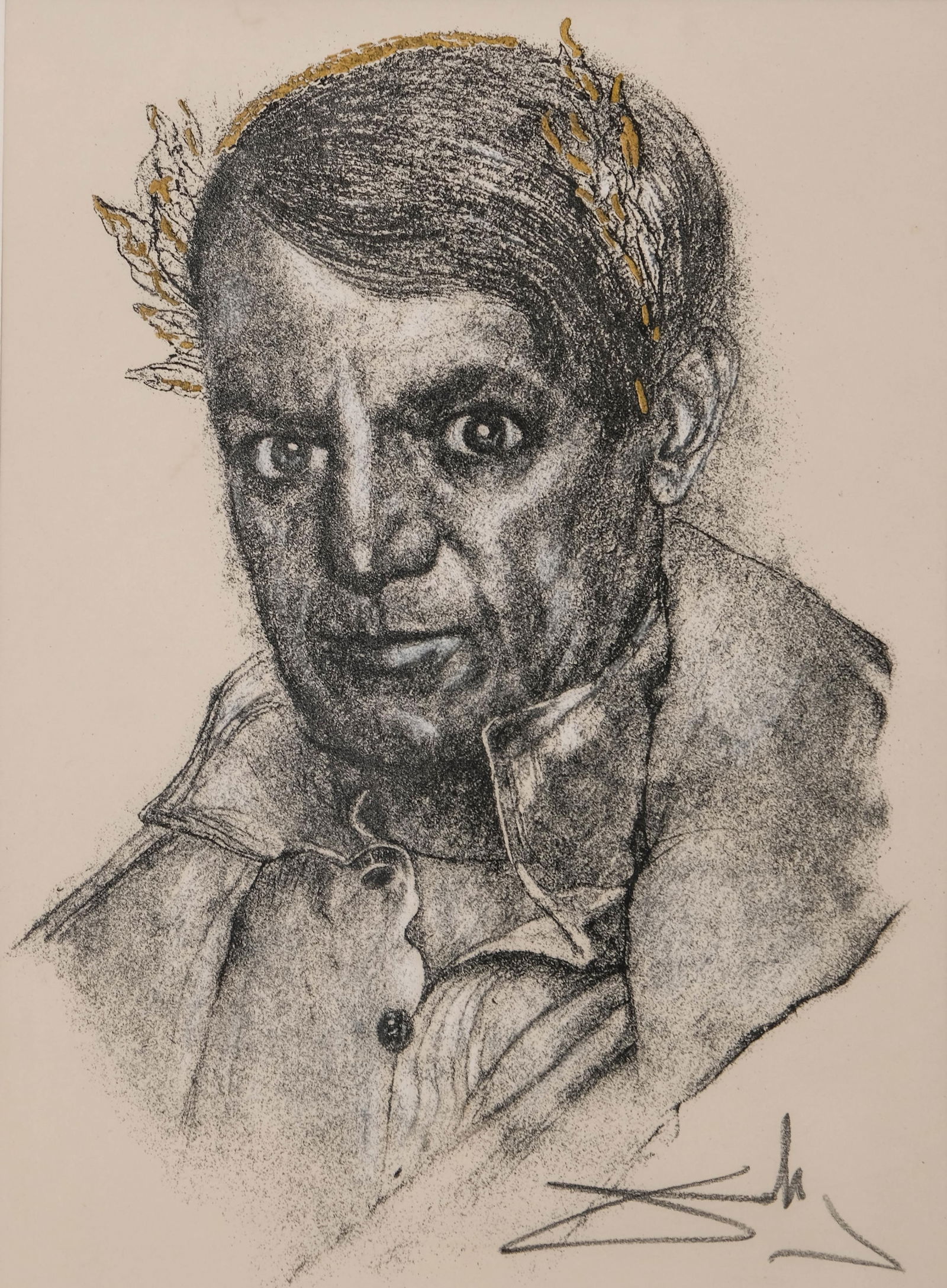 Salvador Dali, Lithograph, Portrait of Picasso titled "Me Too, I Knew the Emperor", Hand Signed (1 of 8)