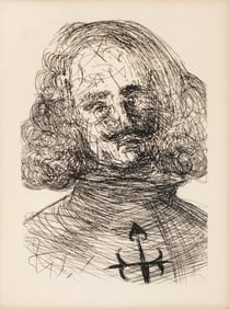Salvador Dali Portrait of Velasquez. Etching is signed w Authentication on Reverse