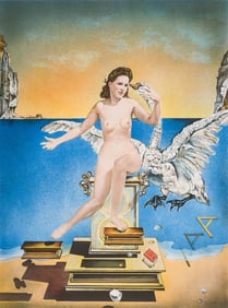 Salvador Dali, Leda and the Swan, Pencil Signed Limited Edition Lithograph, w/ Blindstamp