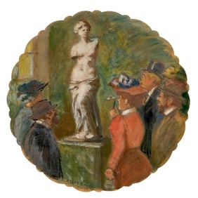 Augustin Grass-Mick, Ideal Beauty (La Venus de Milo Epluchee), Signed Gouache in Tondo, Painting,