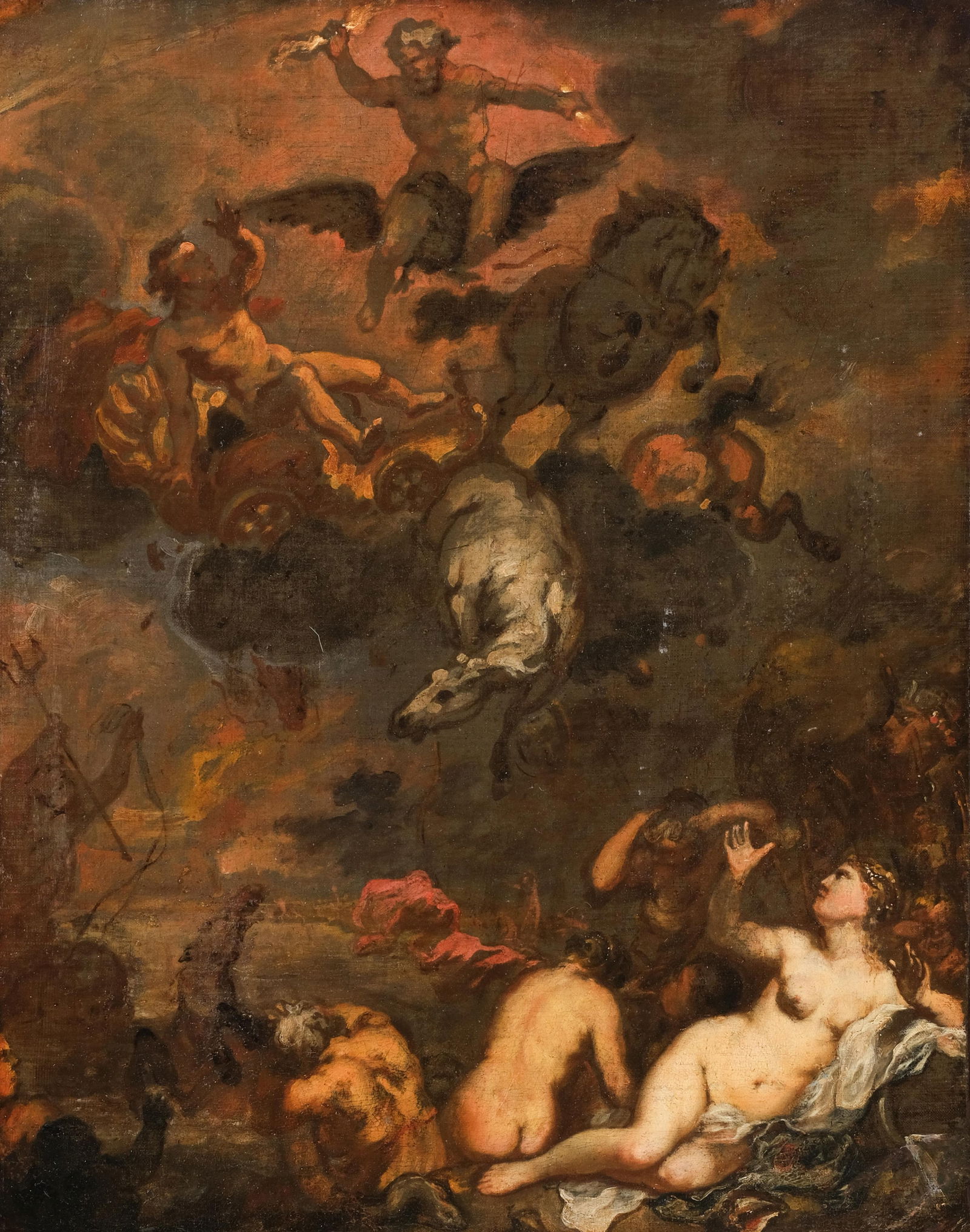 Alessandro Marchesini Italy, Late 17th Century, Oil Painting on Canvas The Fall of Phaethon (1 of 13)
