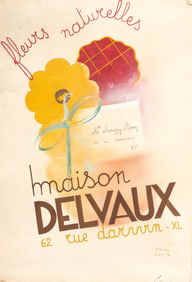 Paul Colin, Pencil Signed Original Gouache Painting submission fo Poster "Maison Delvaux, "