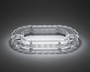 Lalique France Signed Festons Crystal Centerpiece, c.1940