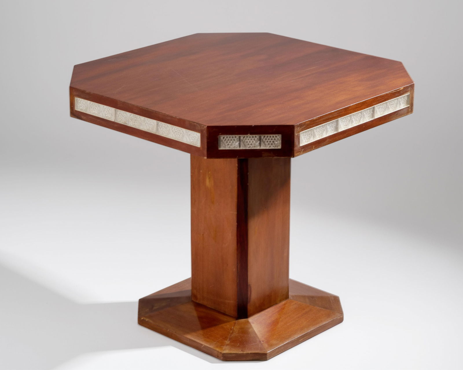 Lalique "Atlantique" Pedestal Table Inset with Glass Panels From Paris Store, 1998 (1 of 18)