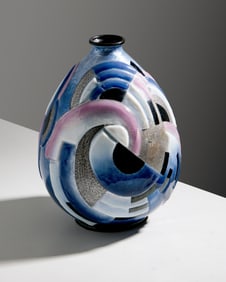 Camille Faure Enamel Over Copper Vase, Art Deco, Limoges, Signed, Circa 1930