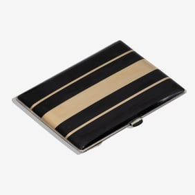 French Art Deco 18K Gold, Silver, and Black Enamel Box, Circa 19201930
