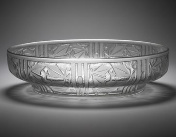 Impressive Daum Nancy Signed Art Deco Etched & Acid Cut Art Glass Bowl, c. 1915