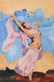 Charles Kvapil Signed Painting on ARTIST BOARD PANEL