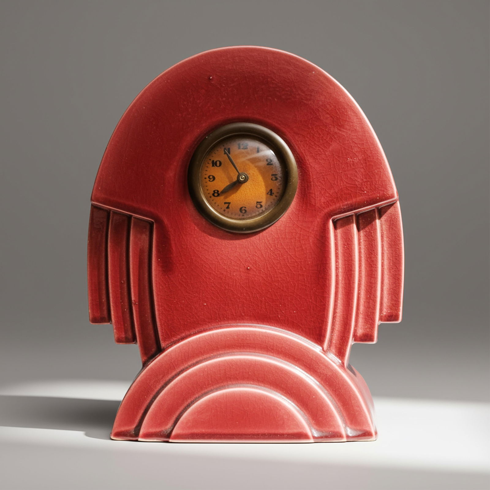 Saint-Clement, Signed Art Deco Glazed Art Pottery Fireplace Clock (1 of 11)