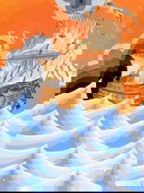 Jacques Pellerin, Boat in the Storm, Gouache Painting, Signed