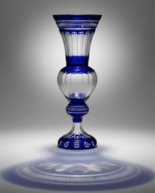 Saint-Louis Limited Edition 24 inch Cobalt Cut Crystal Vase, 20th Century