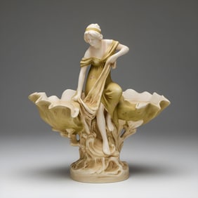 Glazed Art Nouveau Ceramic Figure, Austrian or German, circa 1900