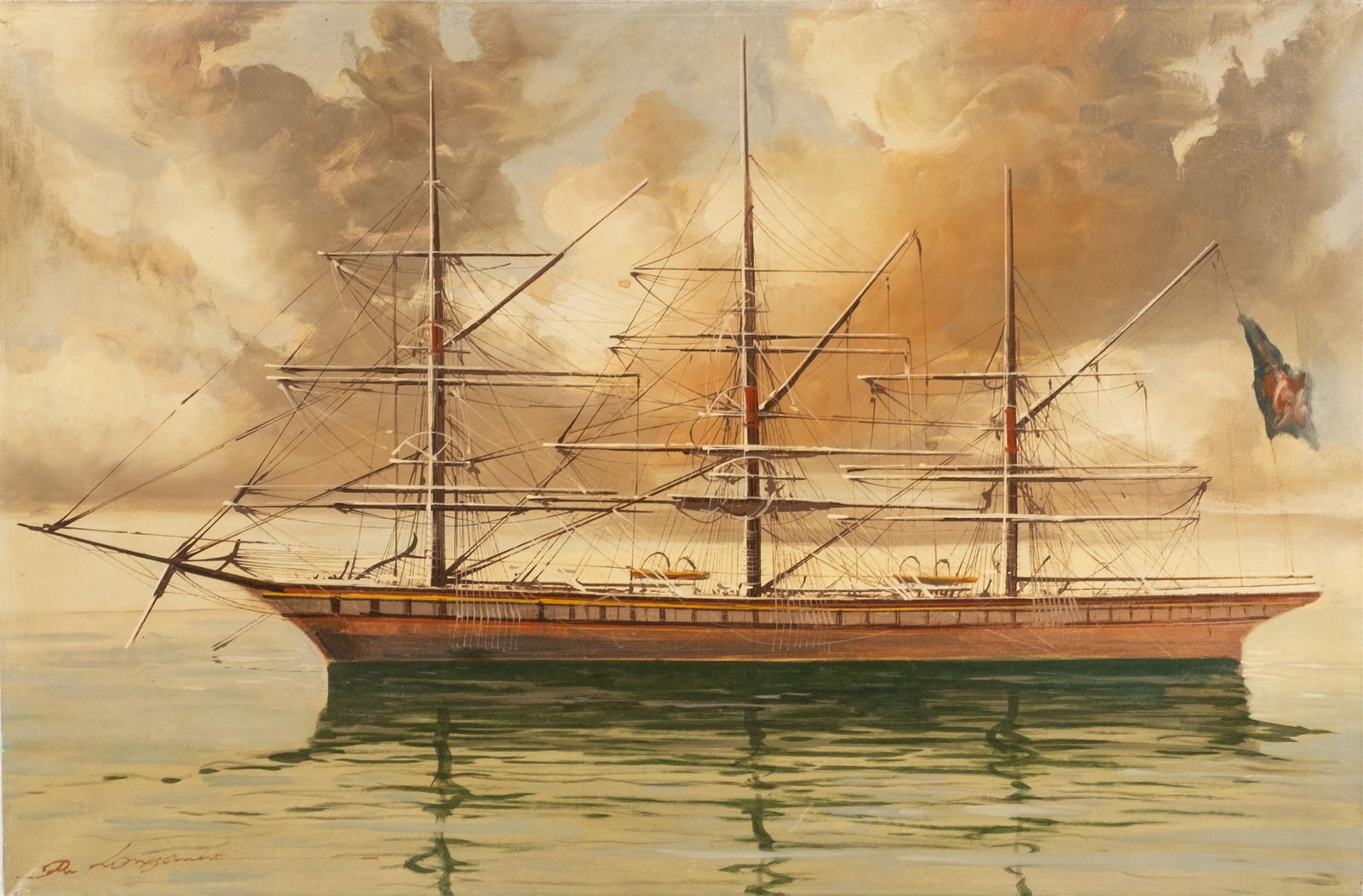 Renato Longanesi Signed Maritime Oil Painting The Tall Ship, 20th Century (1 of 15)