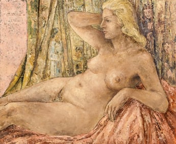 Carmen Dionyse, Reclining Nude, Signed Oil on Canvas Painting, 1946