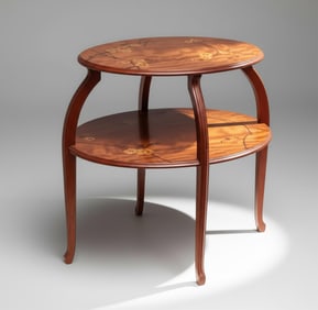Signed Louis Majorelle, Art Nouveau, Tea Table with Inlaid Wood, 1859-1920