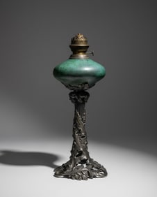 Saglier and Dalpayrat Art Nouveau Silver-Plated Art Pottery Ceramic Lamp, Circa 1890