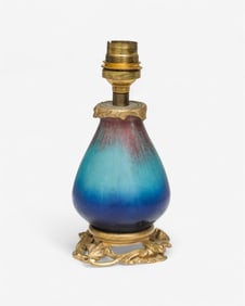 French Art Pottery Art Nouveau Enameled Earthenware Lamp