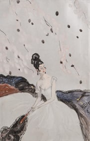 Jean-Gabriel Domergue Watercolor and Gouache Painting, 1923, Signed