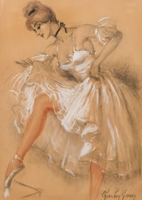 Charley Garry Ballerina form, signed Pastel Drawing Painting Early 20th Century