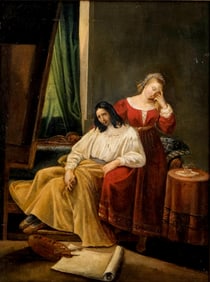 French School, 19th Century, Seeking Inspiration, Oil on Canvas Painting