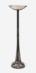Paul Kiss or Edgar Brandt Art Deco Wrought Iron and Alabaster Floor Lamp, Circa 1930