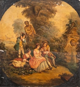 Jean-Honore Fragonard (circle) "The Oath of Love", Oil on Panel Painting, 19th century