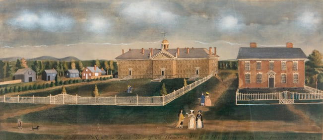 View of Princeton University, After F. Fisher, Pastel Hand Painted Enhanced Print, 1922