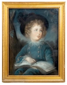 Sir Robert Palmer (monogram) English Pastel Painting titled "Young Artist, " attrib, 18th century