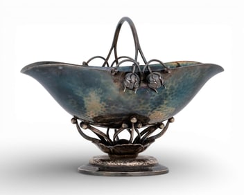 Georg Jensen Danish Art Nouveau Sterling Silver Footed Basket, No. 235B, 190 grams