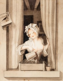 Jean Droit French 20th C. Signed Watercolor Painting