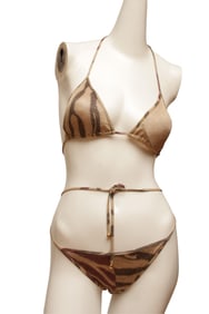 Emilio Pucci Metallic Zebra Print String Bikini