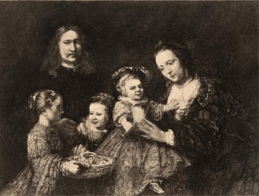 After Rembrandt van Rijn, A Family Portrait, Engraving, 19th Century