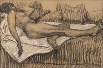 Theophile Alexandre Steinlen Charcoal on Paper Drawing