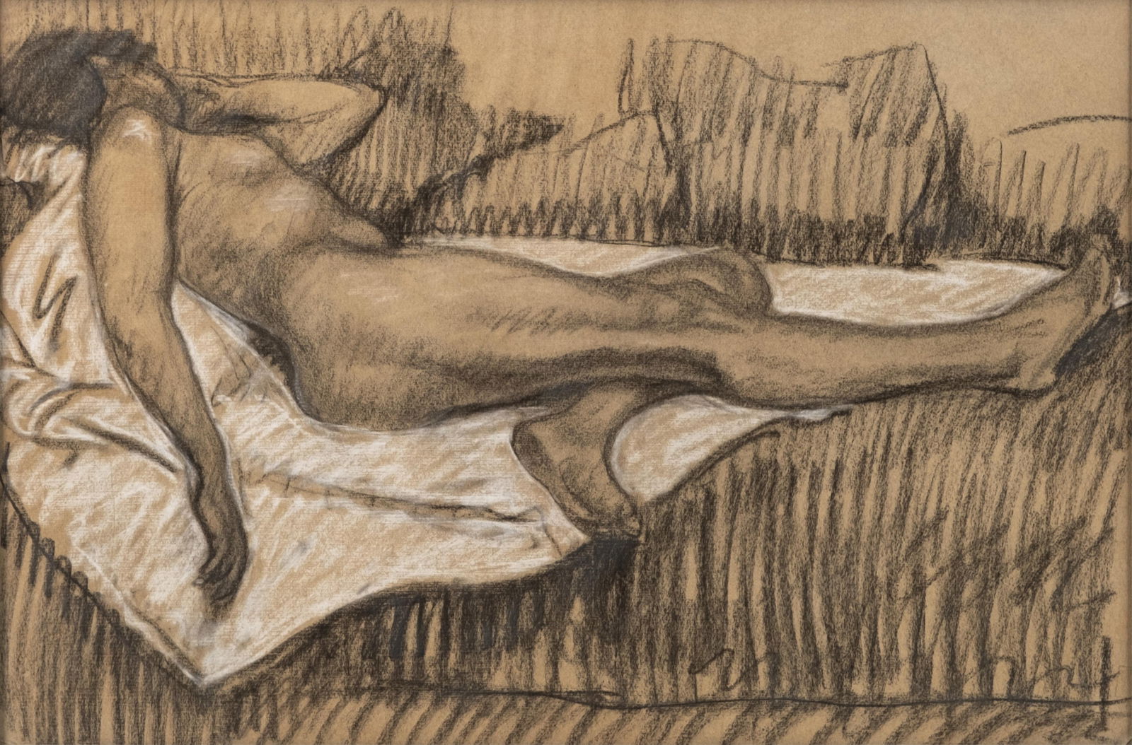Theophile Alexandre Steinlen Charcoal on Paper Drawing: Keywords: Modernism, Expressionism, Figurative Drawing, Early 20th Century Art, Academic Realism, Egon Schiele style, Amedeo Modigliani style, Henri Toulouse-Lautrec style, Vintage Fine ArtThéophile