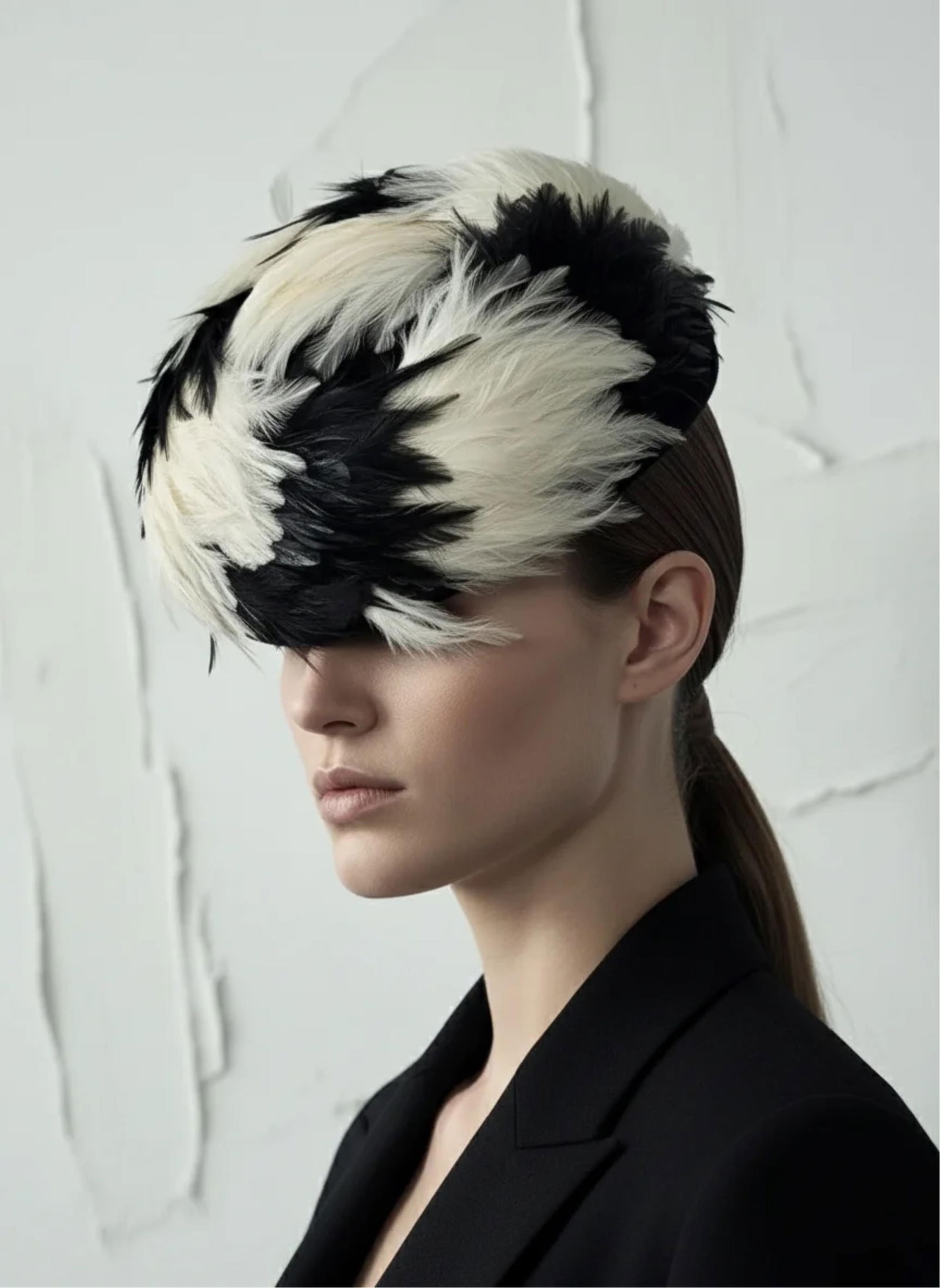 Mindy Fradkin, Black Beret with Ostrich Feathers: Keywords: Designer Brand Auctions, Luxury Clothing Sale, High-End Fashion Auctions, Exclusive Designer Apparel, Vintage Designer Clothing, Rare Fashion Auction, Pre-Owned Luxury Fashion, Designer, Han
