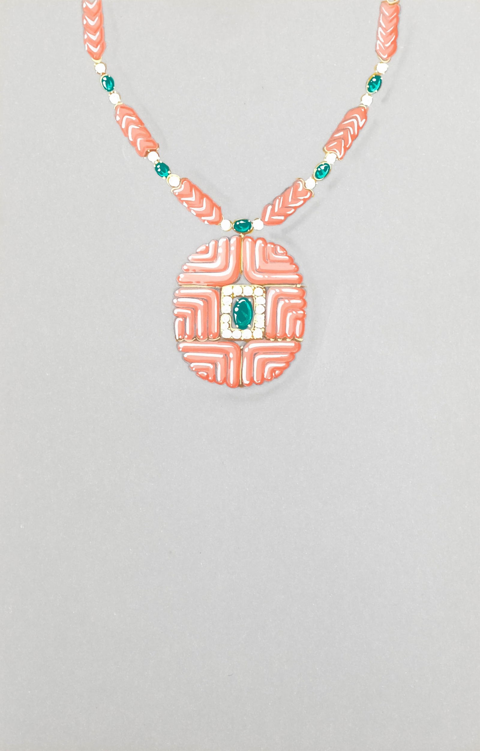 Art Deco Original Jewelry Designs, Set Of 7 Handpainted Gouaches (1 of 9)